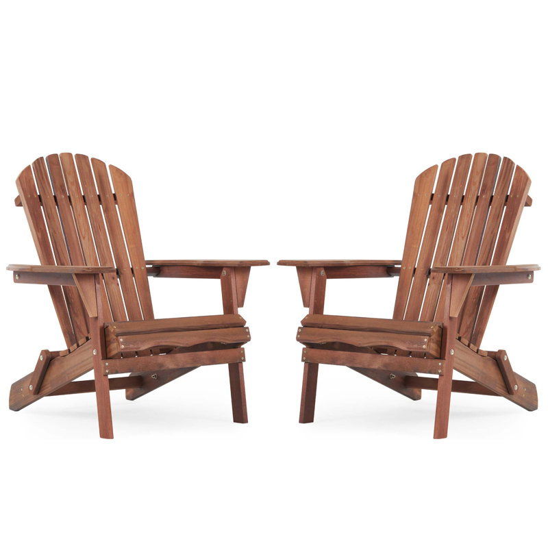 Ensemble de chaises Adirondack pliantes en bois pour l'extérieur, à moitié assemblées pour une installation facile, Natural