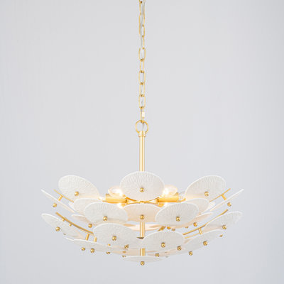 Stringham 6-Light Modern Ceramic Lotus Leaf Chandelier for Dining Room & Living Room