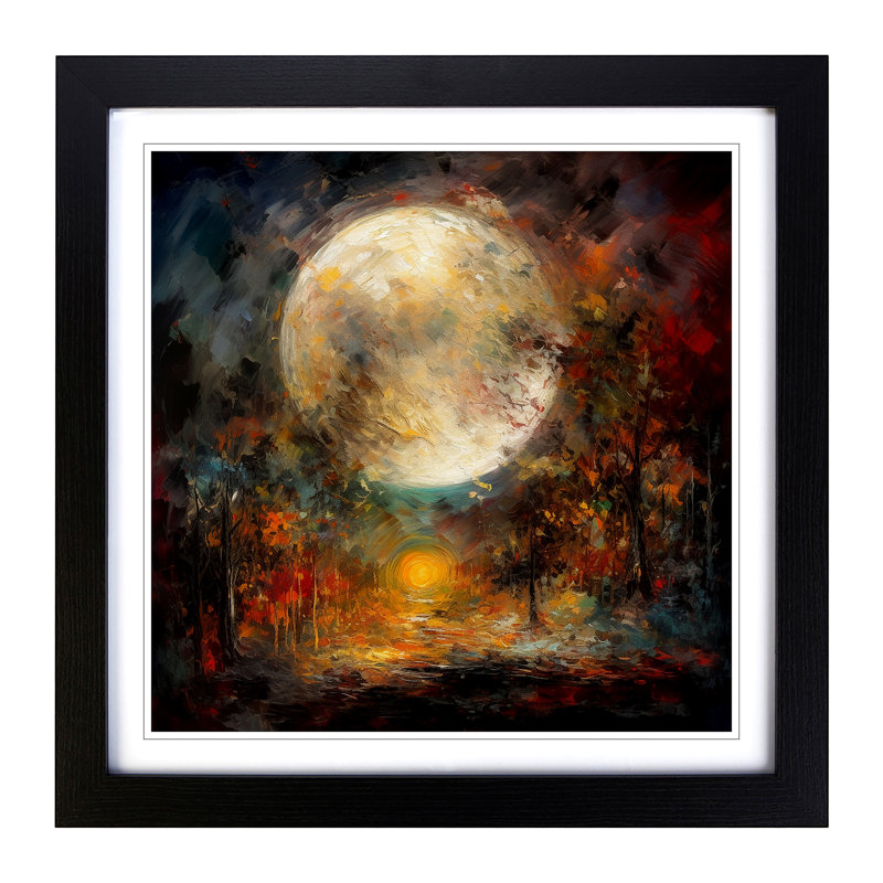 Moon Impressionism No.1 - Single Picture Frame Print on Wood, Black