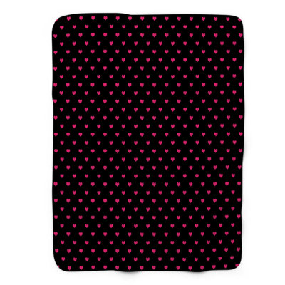 Black Hearts Love Pink - 1 Piece Premium Sherpa Blanket