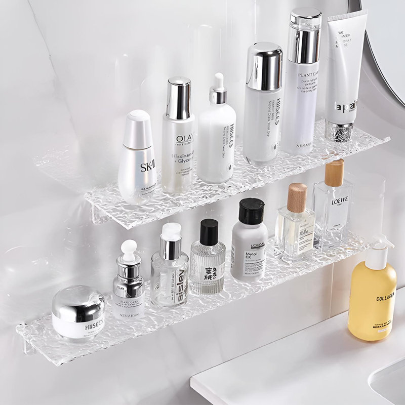 Modular Bathroom Wall Shelf - No-Drill Adjustable Storage Organizer, 1.71" H x 15.74" W x 3.93" D