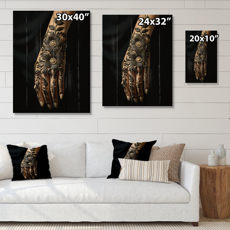 «Hinduisim Exquis Henna», reproduction d'art sur bois, H 40 po x l 30 po x P 0,78 po