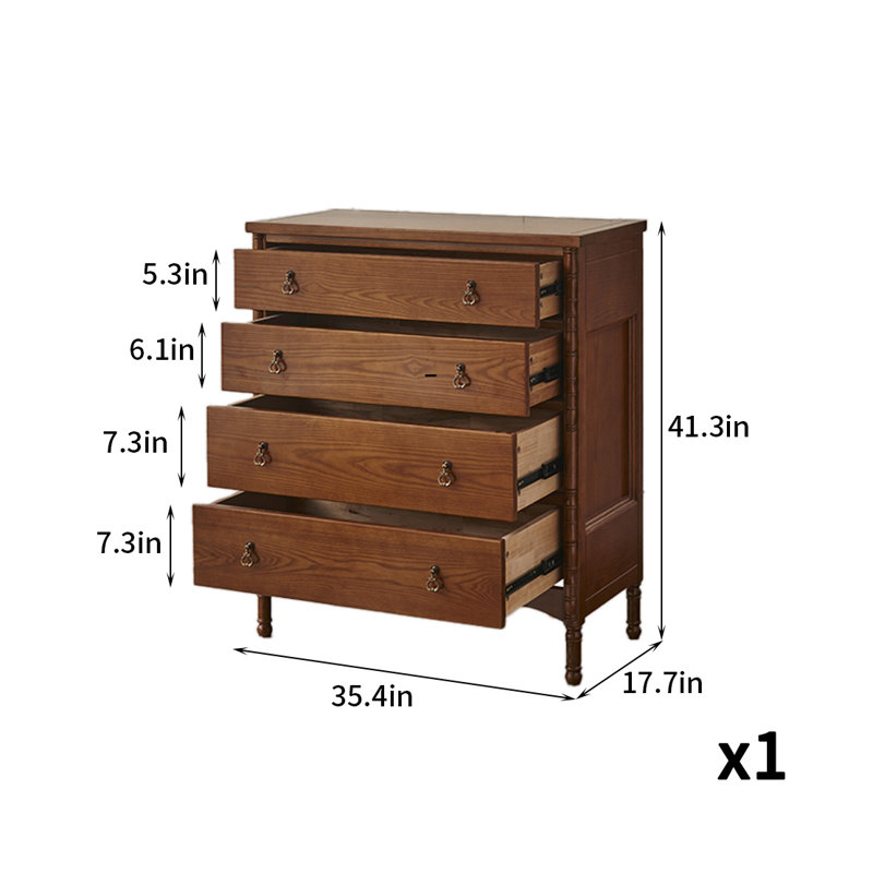 Commode d'appoint en bois massif Simple Retro