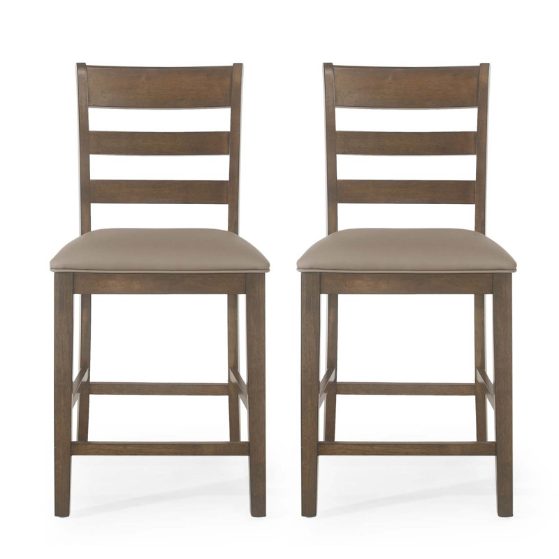 Tabourets de comptoir en bois rembourrés Farmhouse, ensemble de 2