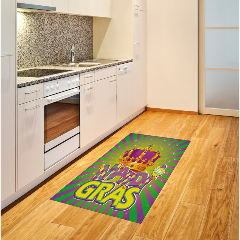 Tapis décoratif en fibres de polyester à haute densité Mardi Gras, Rectangle— 4 pi x 5 pi 8 po