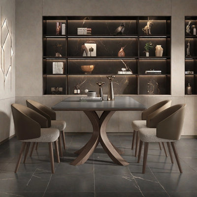 Light luxury matte dining table and chair set