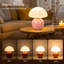 Lampe de table champignon en céramique avec abat-jour en verre laiteux Lampe de chevet à intensité variable rétro pour chambre à coucher