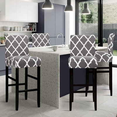 Housse pour tabouret de bar Jacquard - Paquet de 4 housses extensibles pour chaise de salle à manger pivotante courte