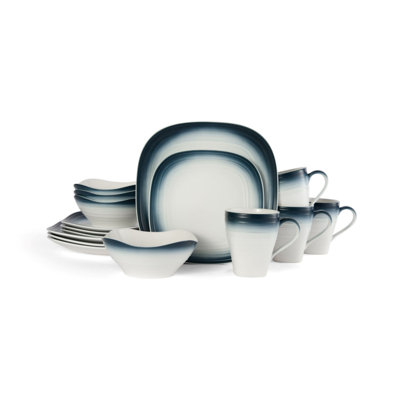 Swirl Square 16-Piece Dinnerware Set, Service for 4