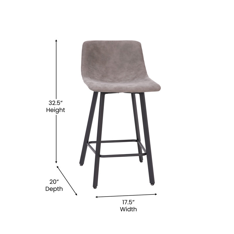 Tabouret de comptoir 24,5 po Brandy, gris