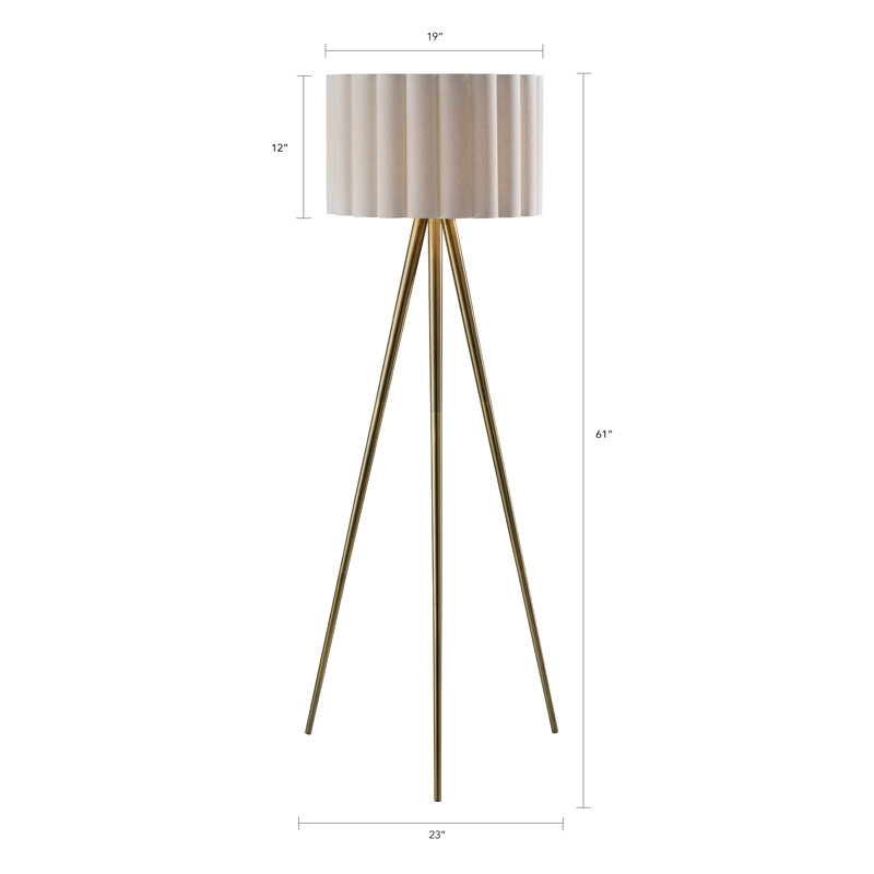 Lampe sur pied Caldwell - laiton antique, Laiton antique, Beige