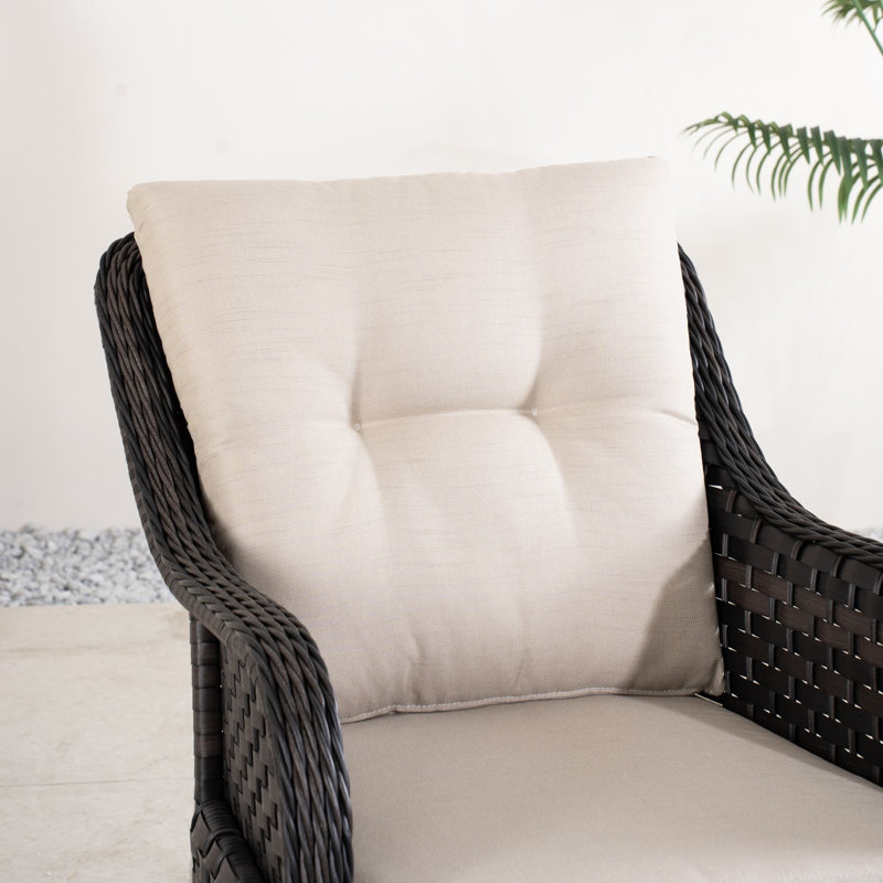 Emilie Wicker Patio Dining Armchair With Cushions
