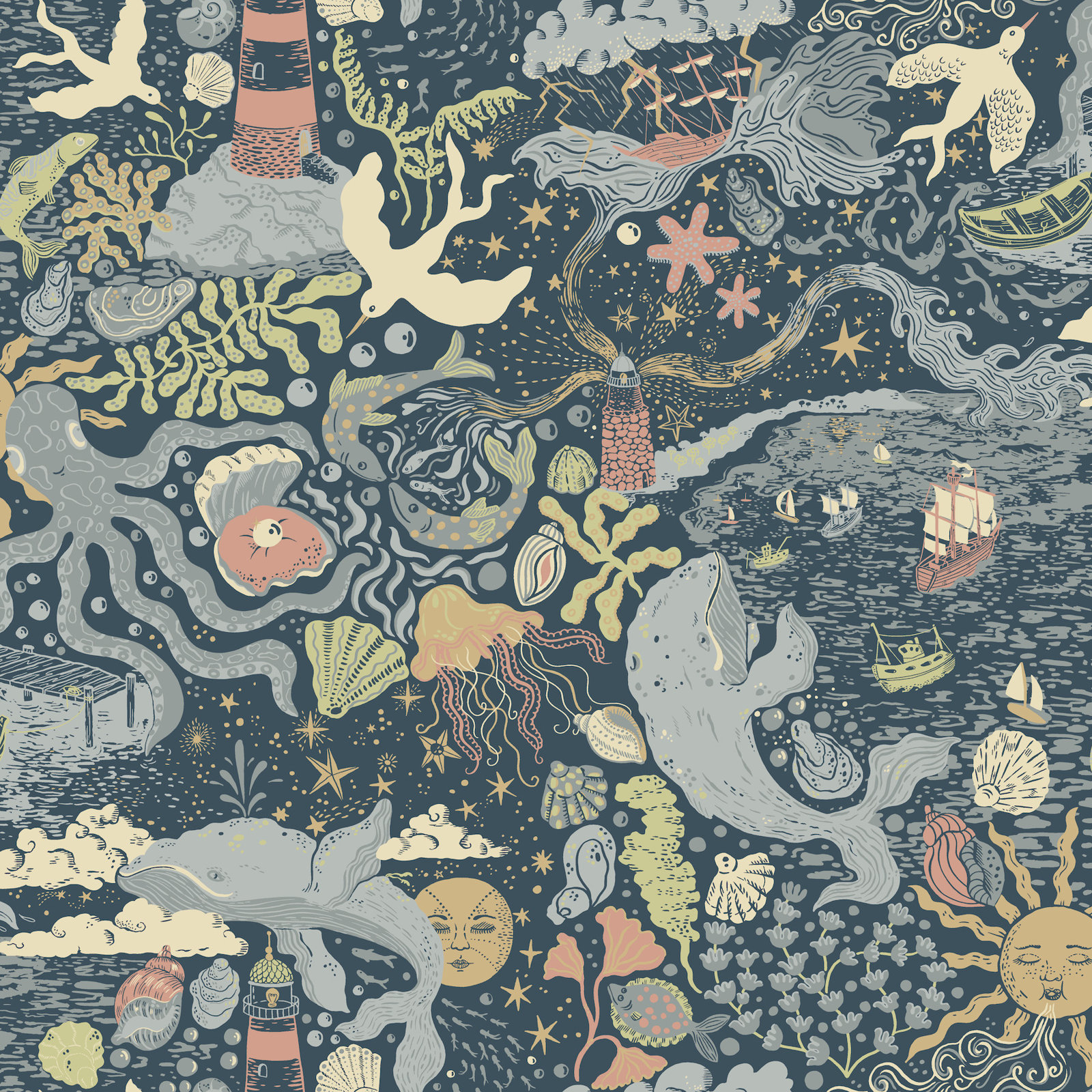 Wallpaper Double Roll, Dark Blue