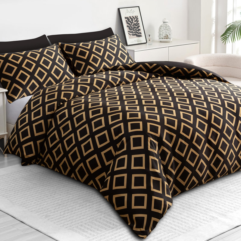 Premium Duvet Cover Set Double Brushed Satin Silk Reversible With Zipper Closure & Corner Ties