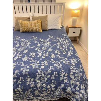 Bougainvillea Muslin Bed Blanket 