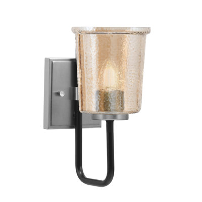 Arleigh Wall Sconce, Matte Black & Graphite Finish, 5.25" Amber Bubble Glass