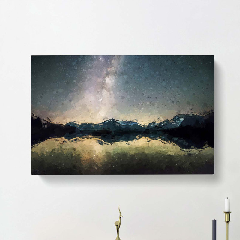 Starry Night Blue & Yellow In Abstract - Wrapped Canvas, 35cm H x 50cm W x 3cm D