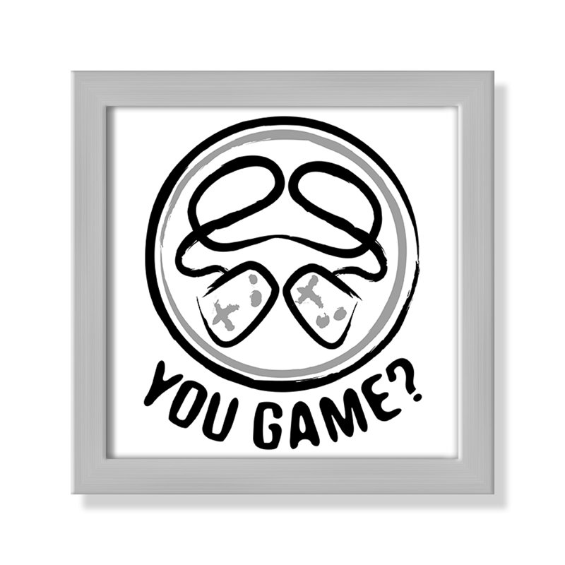 Décoration murale pour enfants avec emblème de jeu, H 9 po x l 9 po x P 1,19 po, Encadré de boîte argent