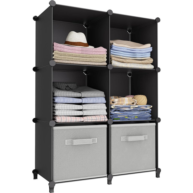 Étagère de rangement modulaire empilable à 6 cubes avec cubes amovibles pour vêtements, livres, boîtes de rangement, chambre, salle de bain et salon