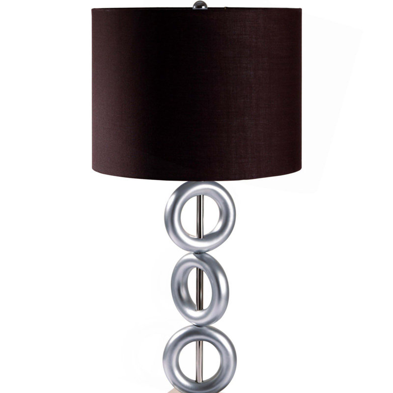 Grande lampe de table en métal 29 po avec finition argentée, 29 po