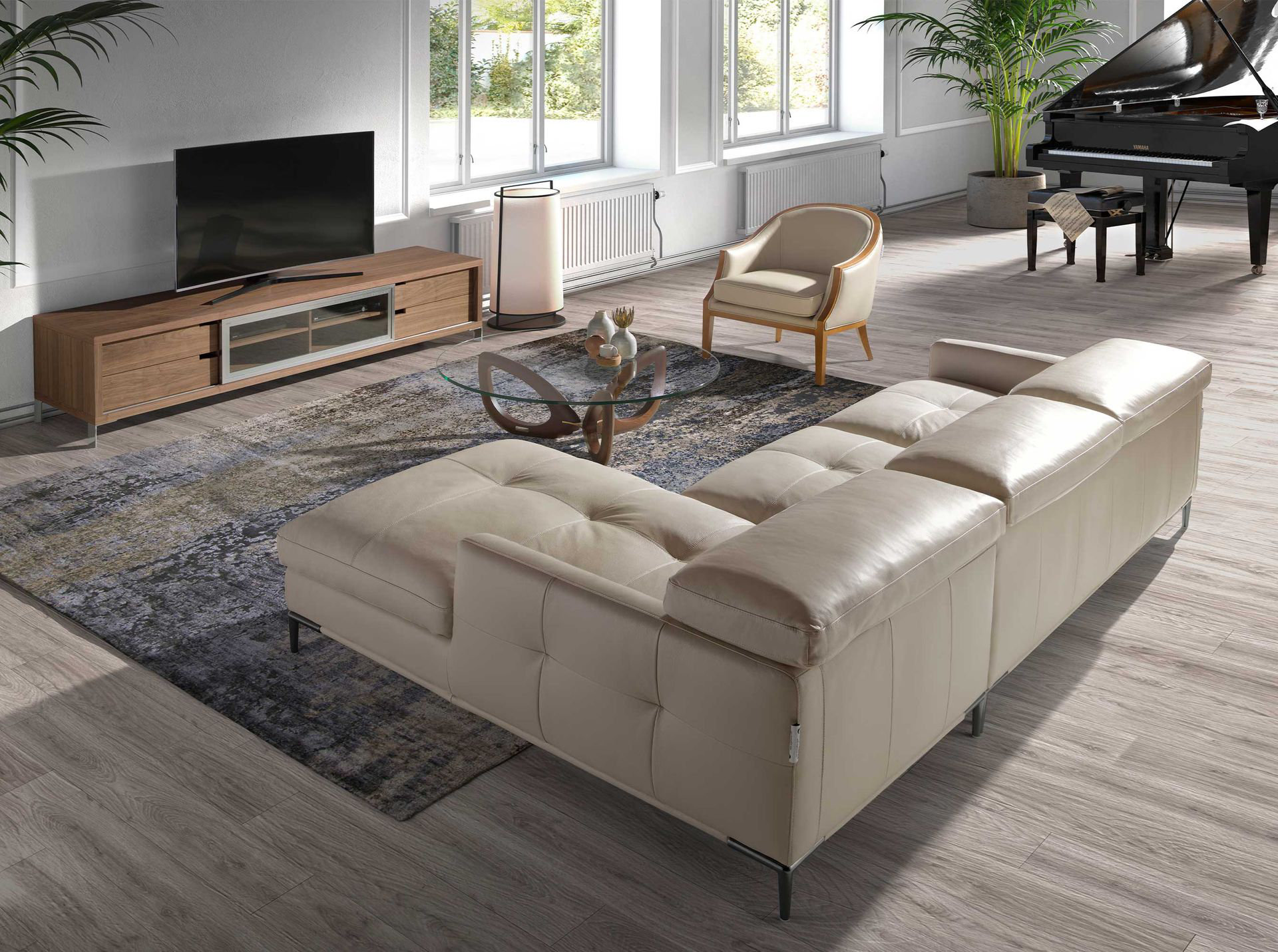 Ivy Bronx Round tempered glass and walnut coffee table | Wayfair.co.uk