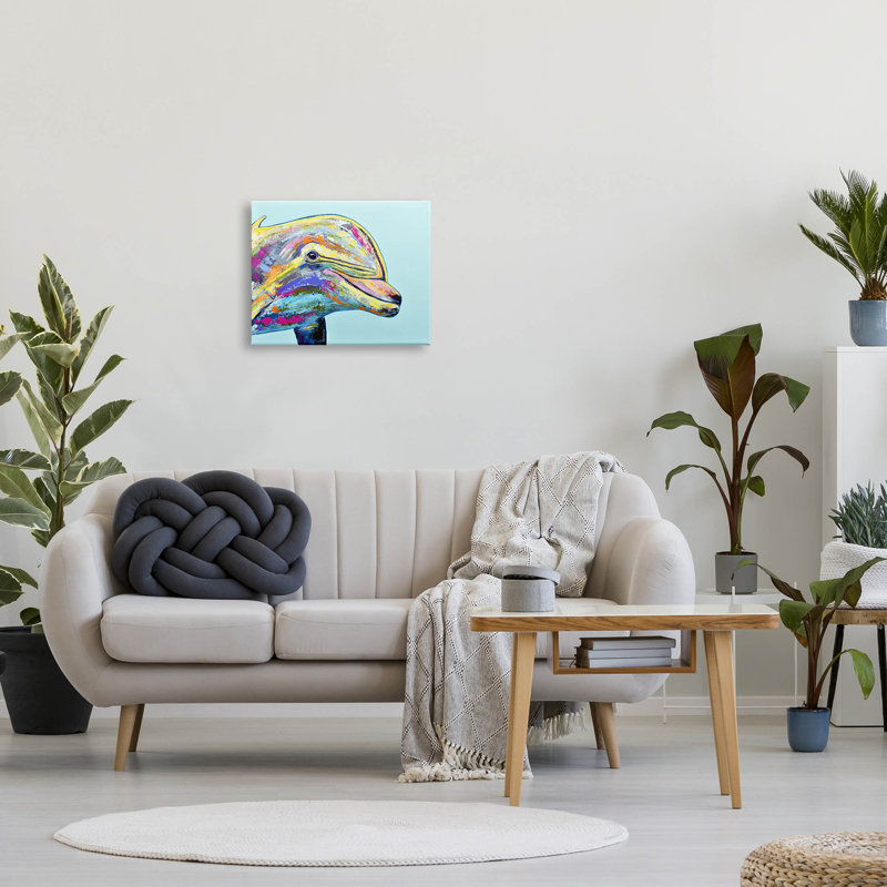 Colorful Marine Life Dolphin Canvas Wall Art, 16 x 20