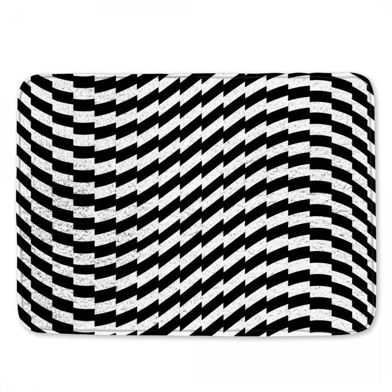 Tapis de bain noir et blanc à illusion optique, L 24 po x L 17 po