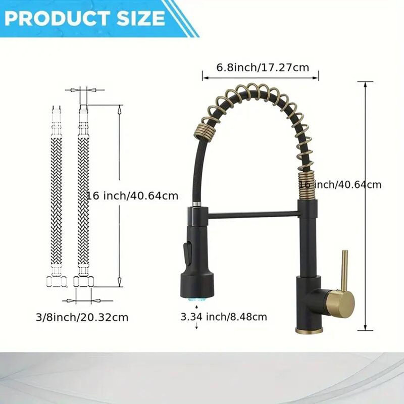 Senlesen Pull Down Kitchen Faucet, Black/Brushed Gold