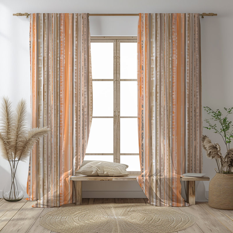 Paire de rideaux Earthline Boho - tons chauds et neutres, L 56 po x L 78 po