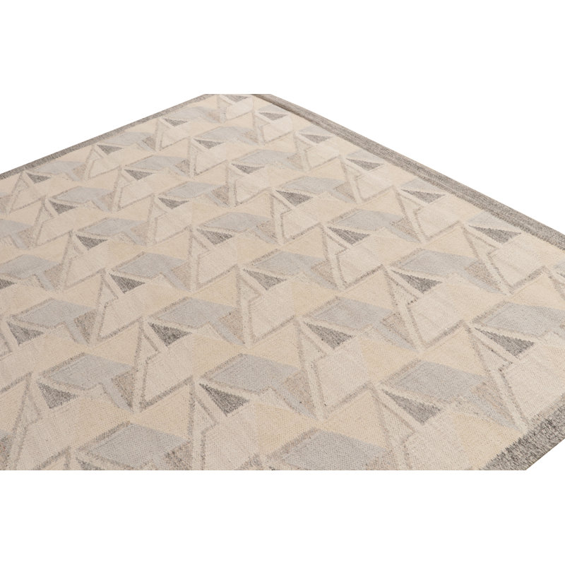 Hand Knotted Wool Geometric Area Rug, Rectangle 5' x 7'