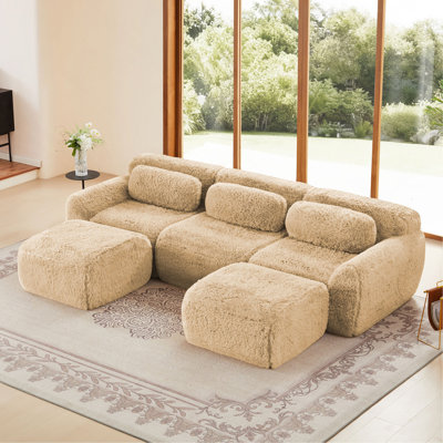 U-Shaped Boneless Sofa,32D High Density Sponge Bottom,Anti-Slip Design With Chaise,Free Combination Full-Compression Vacuum Packaging,Deep Seat Design,For Bedroom,Study,And Home Theater