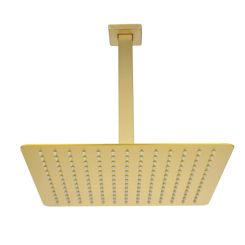 Motif à 1 jet de 2,5 GPM et 11,8 po Pomme de douche fixe au plafond avec bras de douche , Or brossé