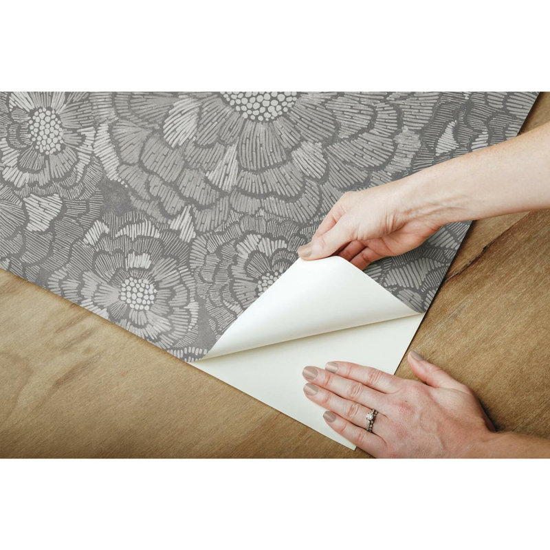 Peel & Stick Floral Roll, Gray