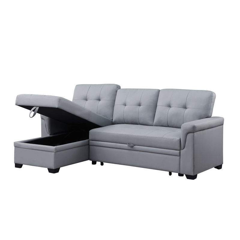 Canapé-lit modulaire réversible en cuir végétalien 83,5 po Lucca