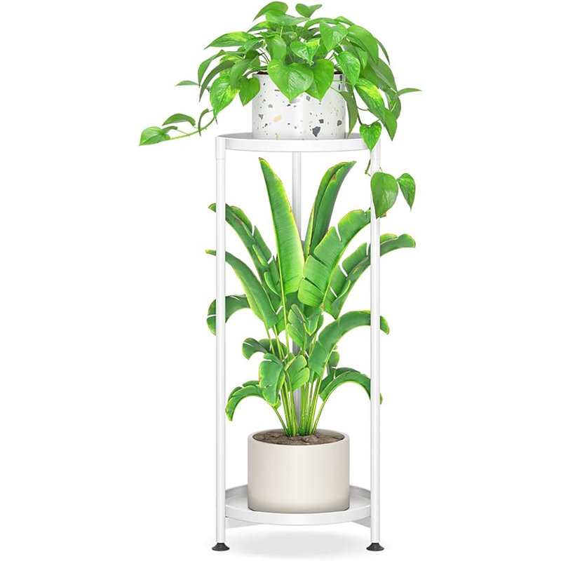 Support à plante à 2 niveaux pour l'intérieur et l'extérieur, métal robuste, utilisation efficace de l'espace vertical