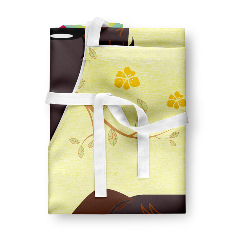 Tablier œufs de pâques, Jaune / chocolat, Teckel à poil dur
