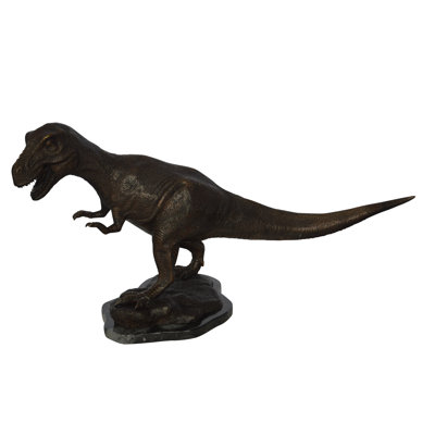 Statue de dinosaure Tyrannosaurus Rex en bronze - Taille: L 31 po x l 12 po x H 15 po.