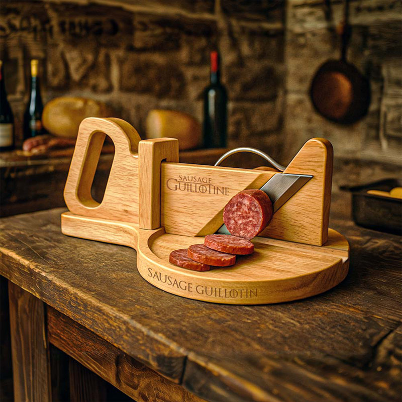 Mikamax Rubberwood Sausage Guillotine - Brown