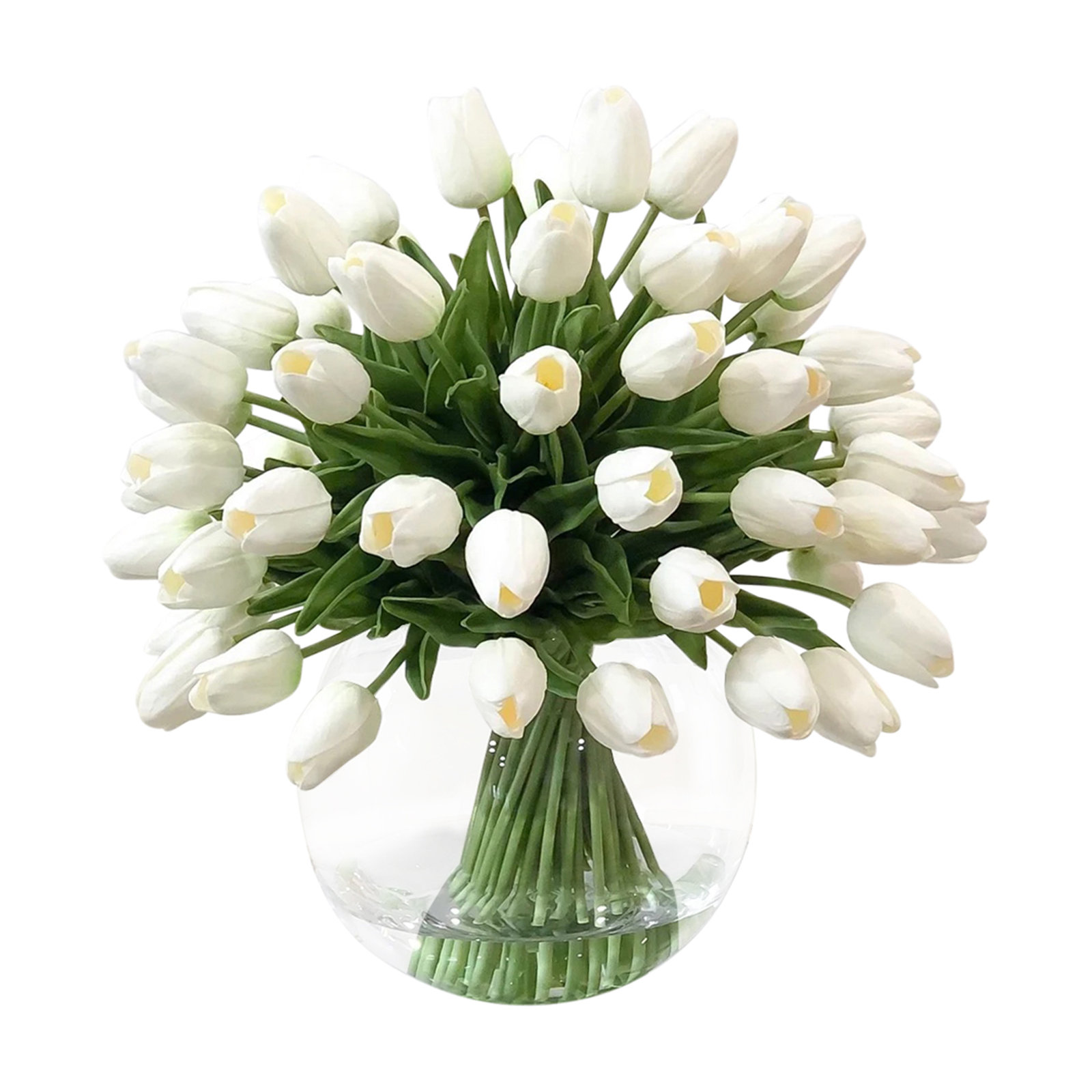 Real Touch Tulips Centerpiece In Vase, White