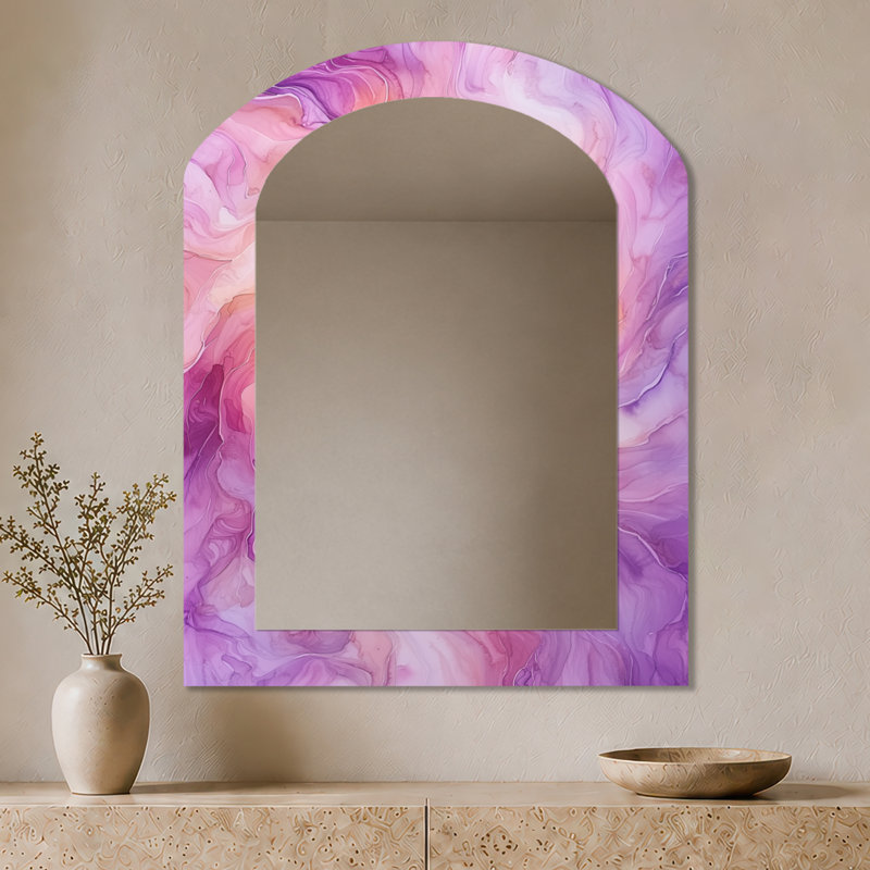 Grand miroir moderne Modern - tourbillon de soleil mauve rayé, impression métallique, 43" x 33"