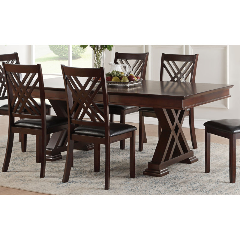 Table de salle à manger extensible à double piédestal demi-lei