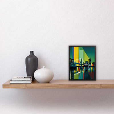 Aamir Glasgow Bells Bridge Modern Geometric Cityscape - Single Picture Frame Print