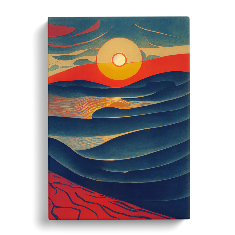 Spellbinding Abstract Ocean Sunset - Wrapped Canvas Print, 76cm H x 50cm W x 3cm D