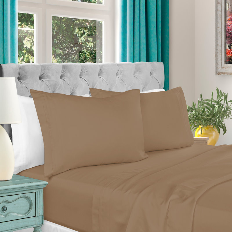 Ensemble de draps en coton 1000 fils Blue Nile Mills, Grand lit, Taupe