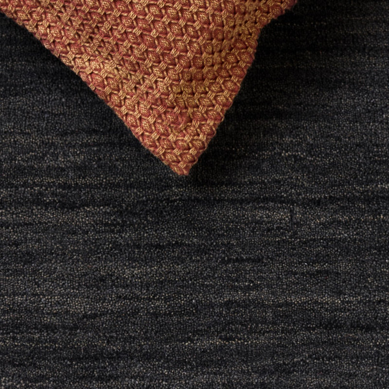 Tapis gris anthracite en laine fait à la main Santiago, Rond 4 pi
