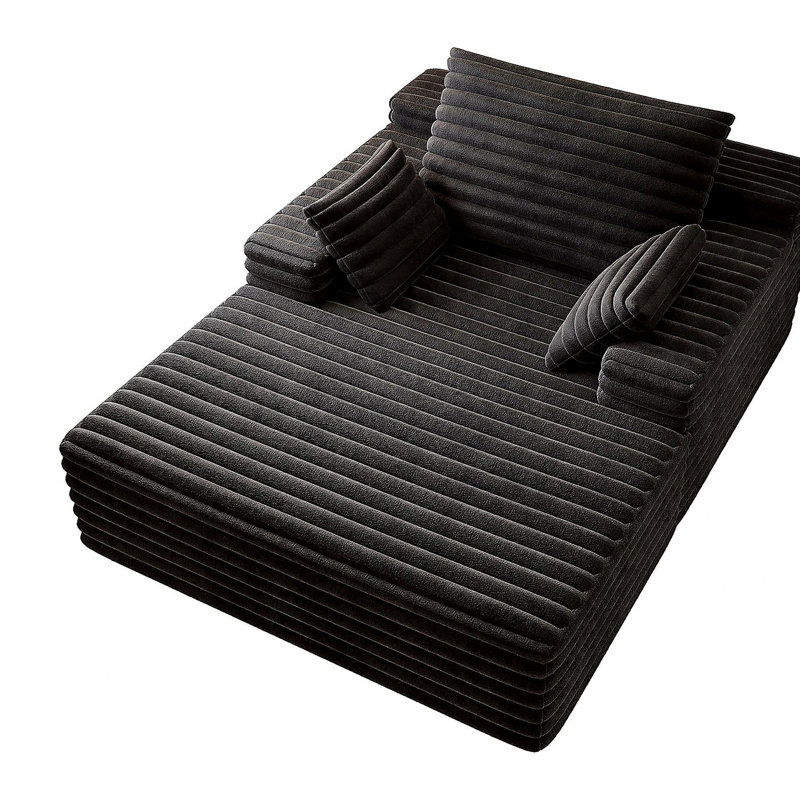 Chaise longue 63 po x 47 po odern pour canapé cinéma, sans assemblage requis, noir