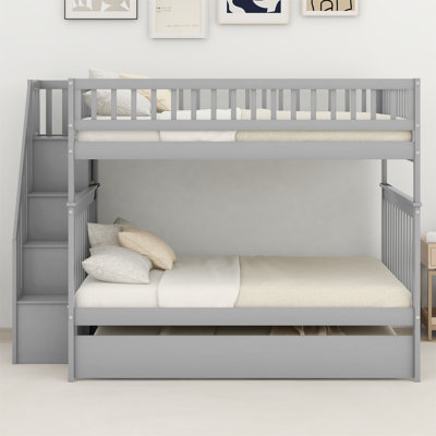 Full Over Full Bunk Bed With Trundle And Staircase