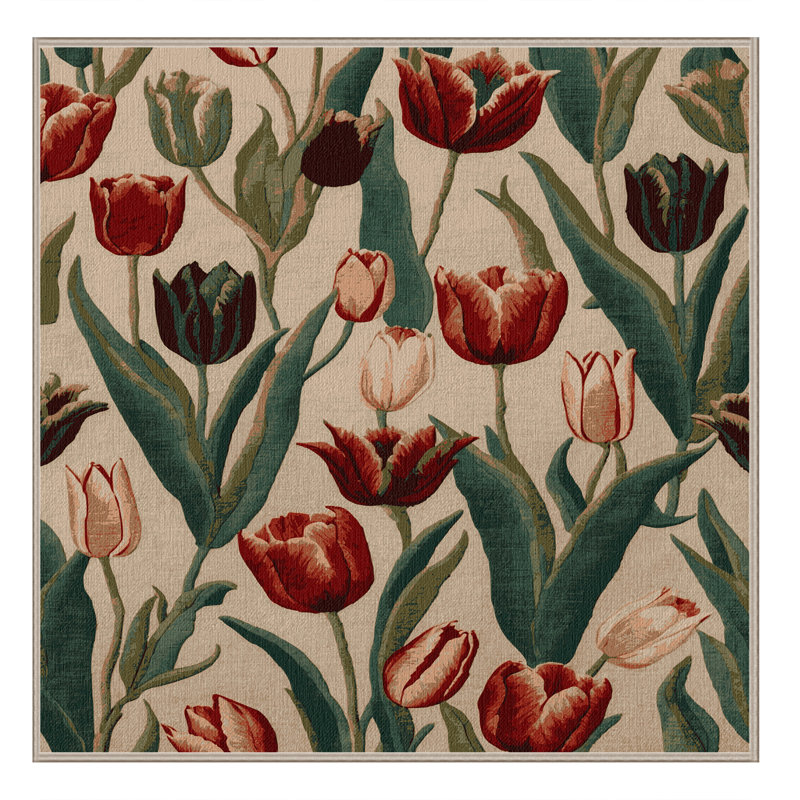 Tapis botanique brun lavable à la machine, Carré 4 pi