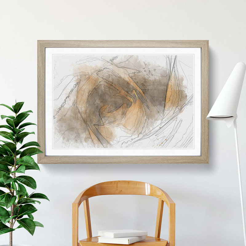 Orange Rose Flower in Abstract - Picture Frame Graphic Art Print, 62cm H x 87cm W x 2cm D, Oak Framed