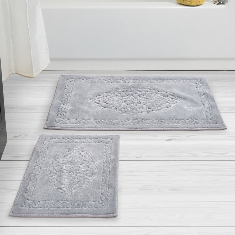 Ensemble de tapis de bain luxueux en coton (2 pièces), brun clair | Dessous antidérapant de 19,7 po x 23,6 po et de 23,6 po x 39,4 po | 100% coton, hauteur de poils de 5 mm, lavable à la machine | Doux, absorbant, parfait pour la décoration de salle d
